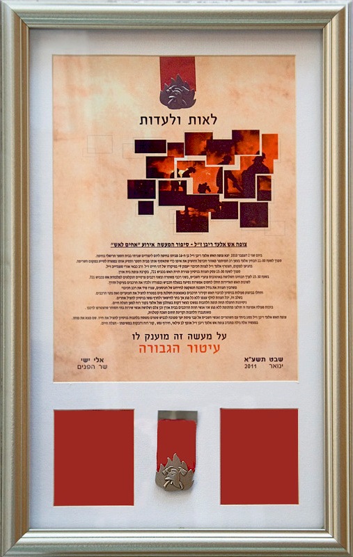Israel Firefighters Medal of Valor and certificate
